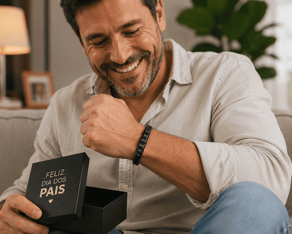 Pulseira de Couro Trançado Masculina Connection© com Gravação Personalizada