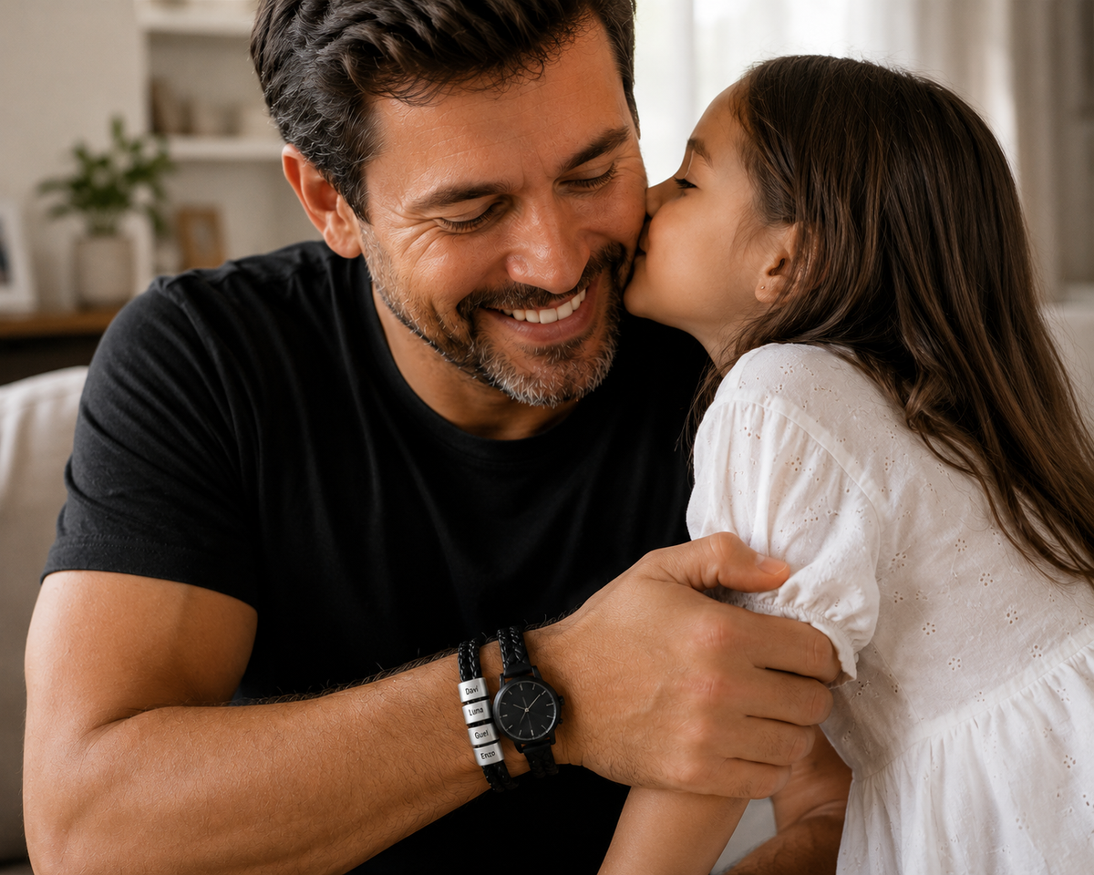 Pulseira de Couro Trançado Masculina Connection© com Gravação Personalizada