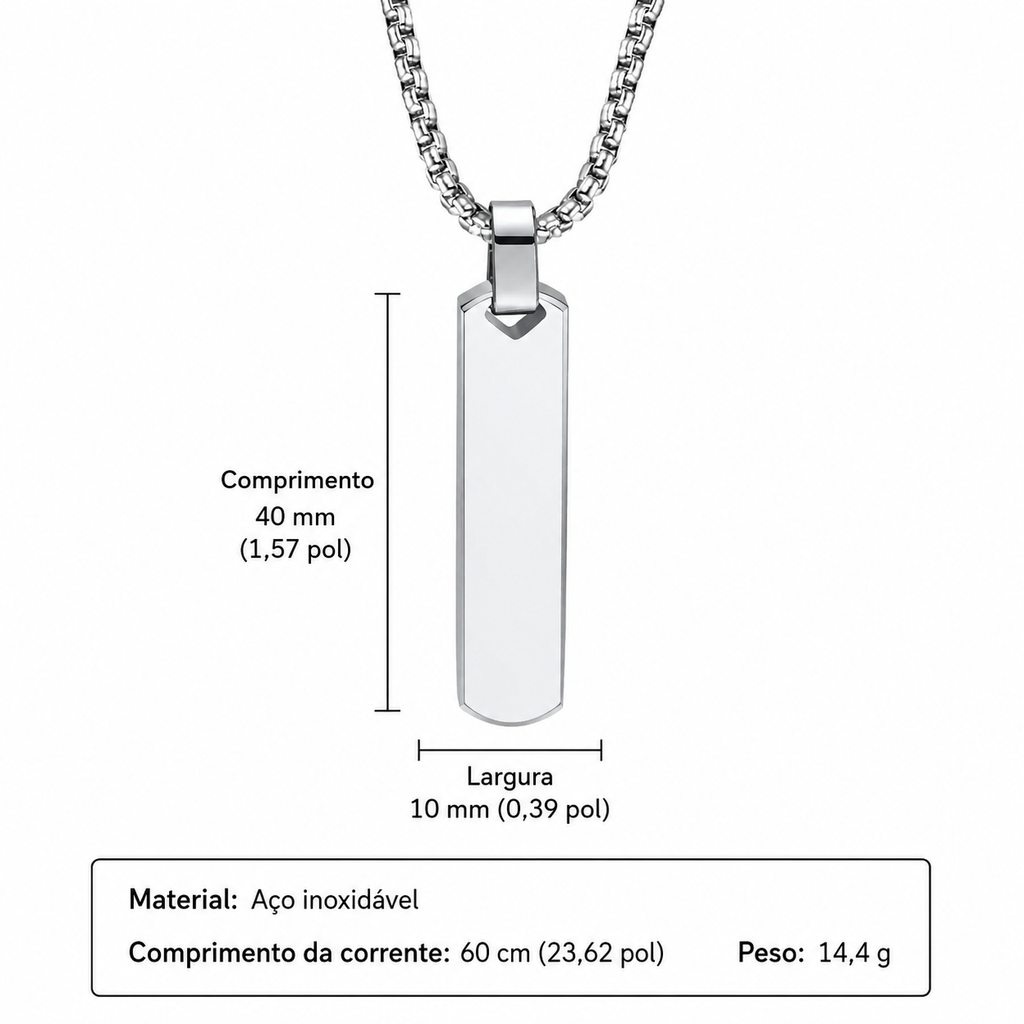 Colar Masculino Vertical Personalizado Identity Bar™