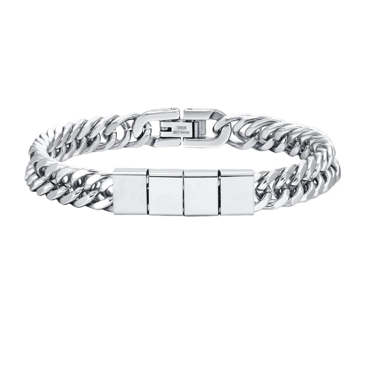 Pulseira Masculina Personalizada em Aço Inoxidável com Gravação a Laser