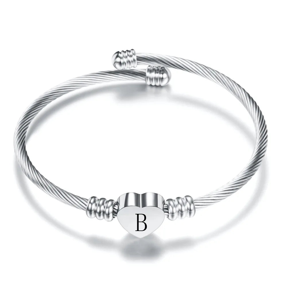 Pulseira Aço Inoxidável com letra inicial