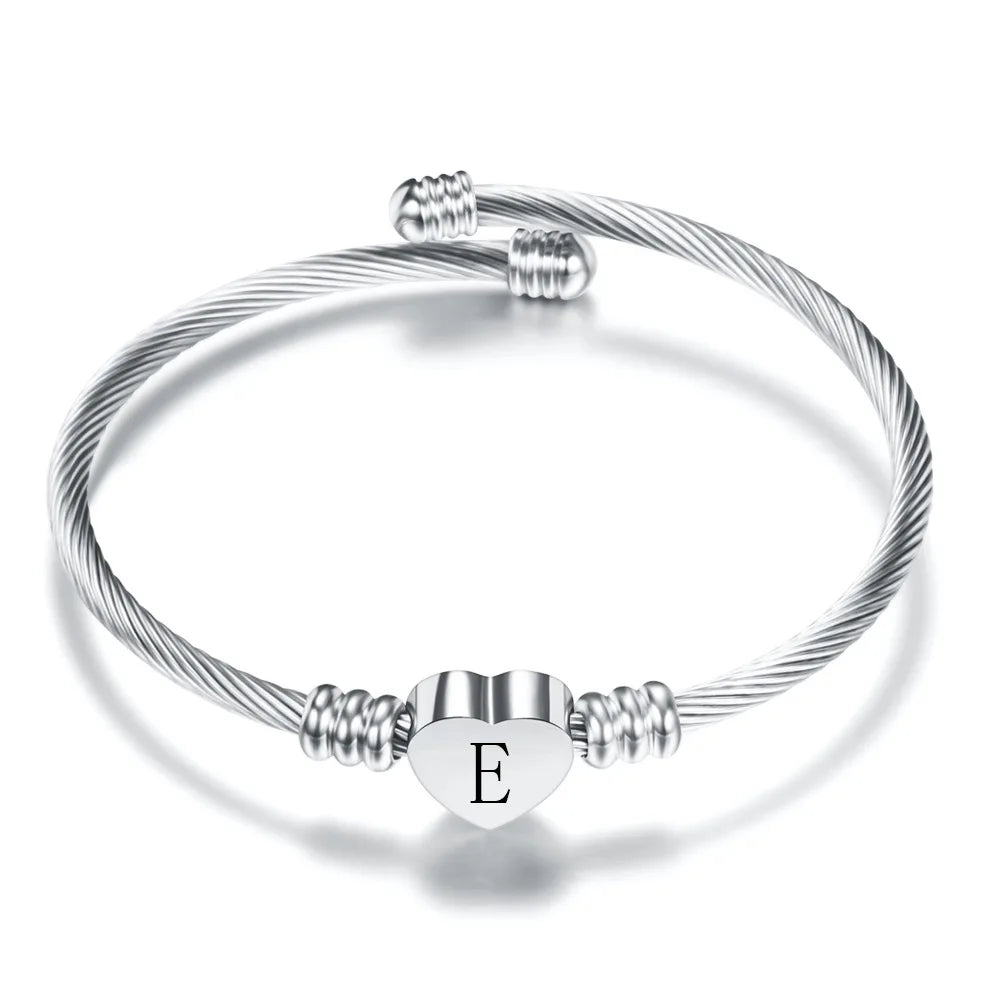 Pulseira Aço Inoxidável com letra inicial