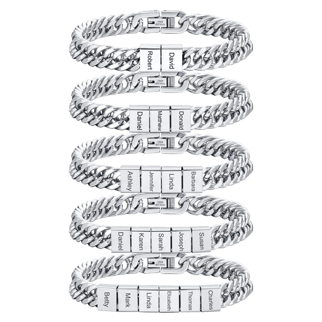 Pulseira Masculina Personalizada em Aço Inoxidável com Gravação a Laser