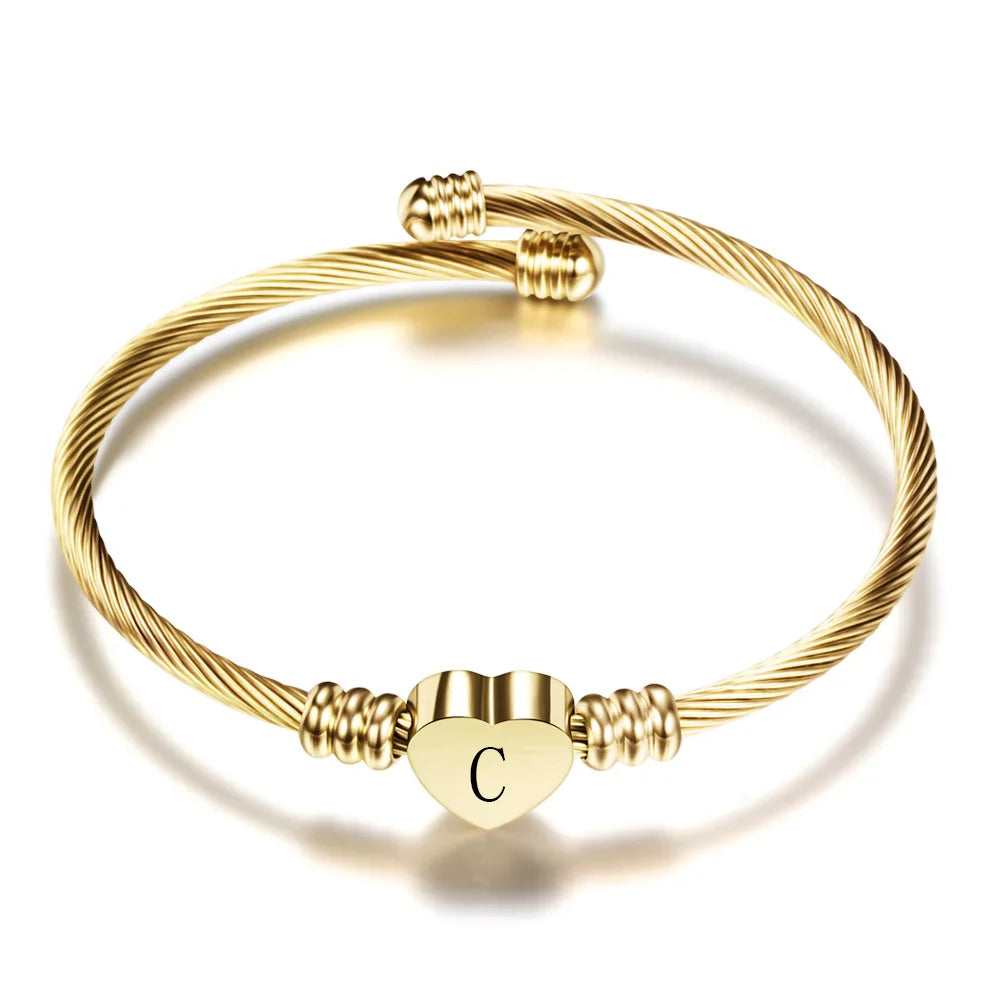 Pulseira Aço Inoxidável com letra inicial