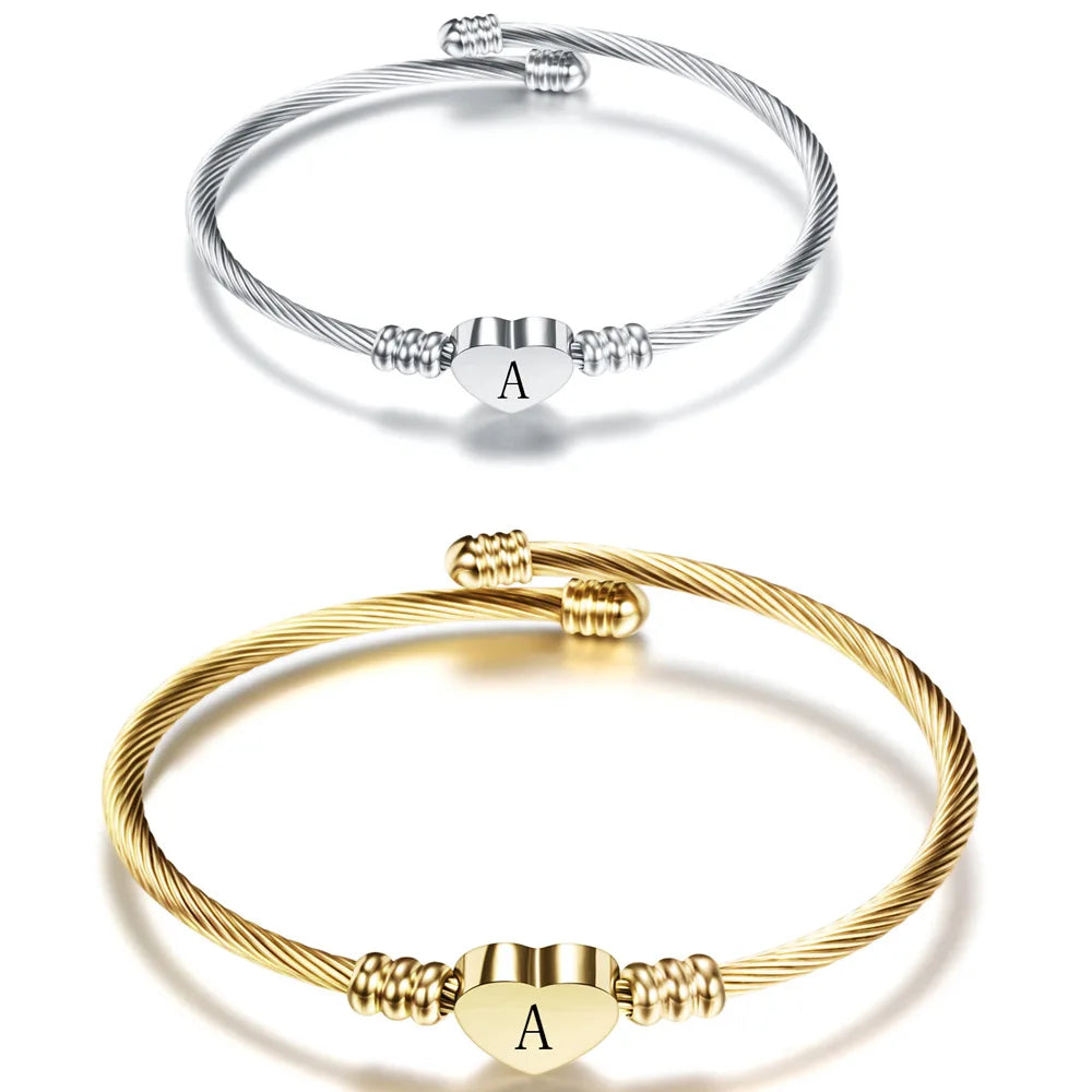Pulseira Aço Inoxidável com letra inicial