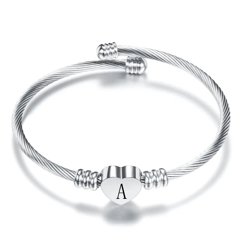 Pulseira Aço Inoxidável com letra inicial