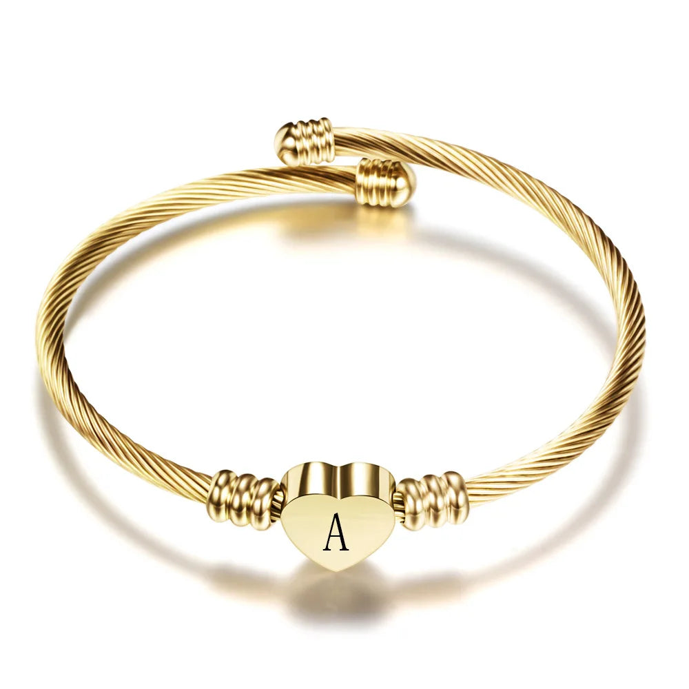 Pulseira Aço Inoxidável com letra inicial