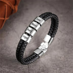 Pulseira de Couro Trançado Masculina Connection© com Gravação Personalizada